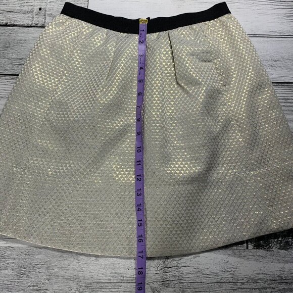 Ganni Anthropologie Gold Metallic Pleated A Line Mini Skirt with Pockets - Picture 12 of 13